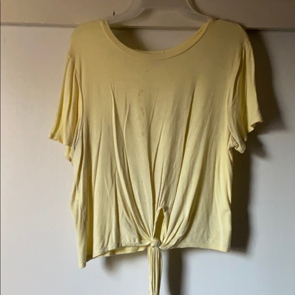 Pastel yellow crop top tie on the front
